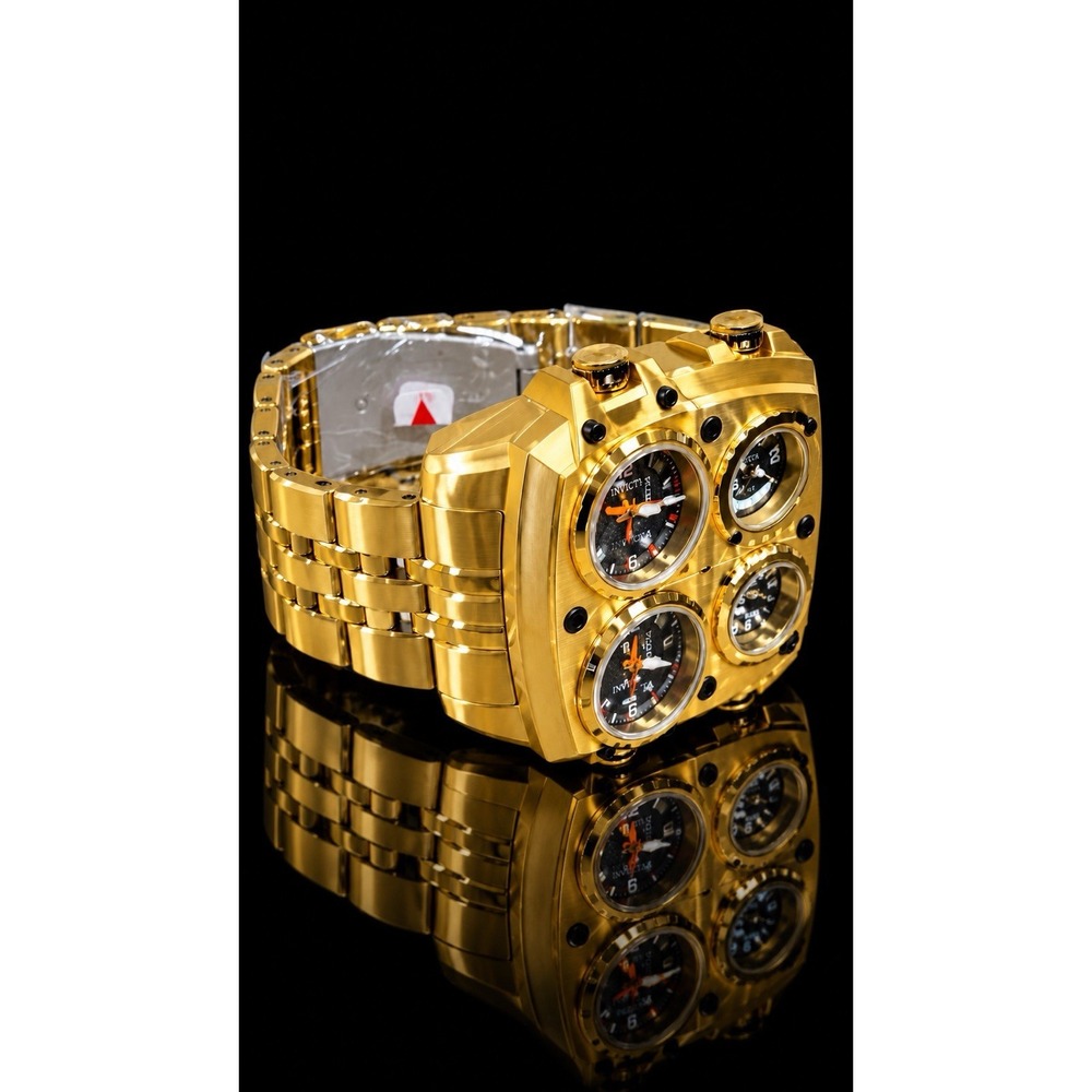 Invicta 🔥Aviator Zulu 🔥49604 Men's Gold-Tone Four Time Zone Watch NWT